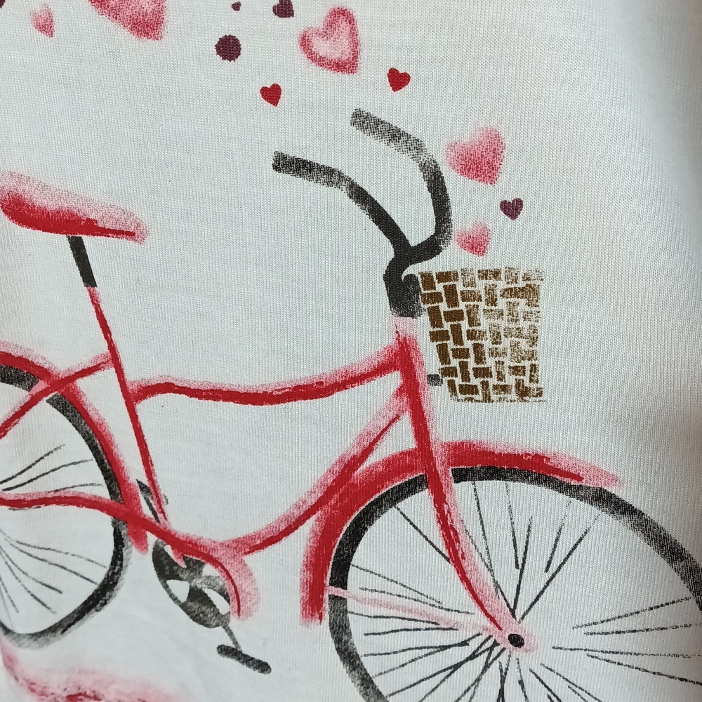 NEW Mac & Belle Valantine Artsy painted look heart tree w/ bicycle scoop neck M - Picture 5 of 13